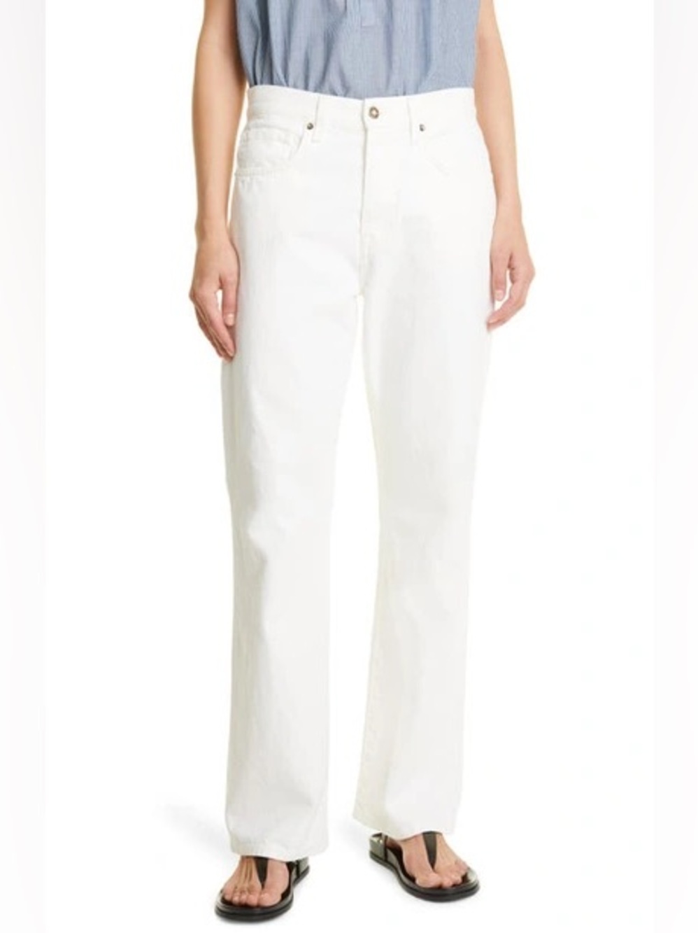 Nili Lotan Juliet Cream Straight Leg Jeans Size 27 Made in USA